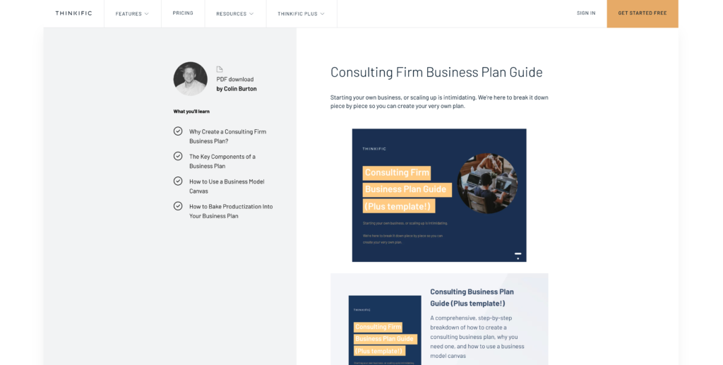 Business plan guide for consulting firms, developed by a B2B SaaS content writer