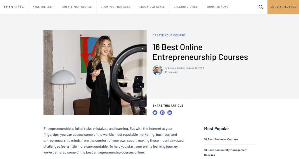 Best online entrepreneurship courses, curated by an SEO content writer