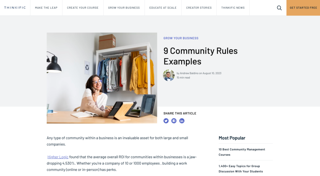 Examples of community rules by a B2B SaaS content writer