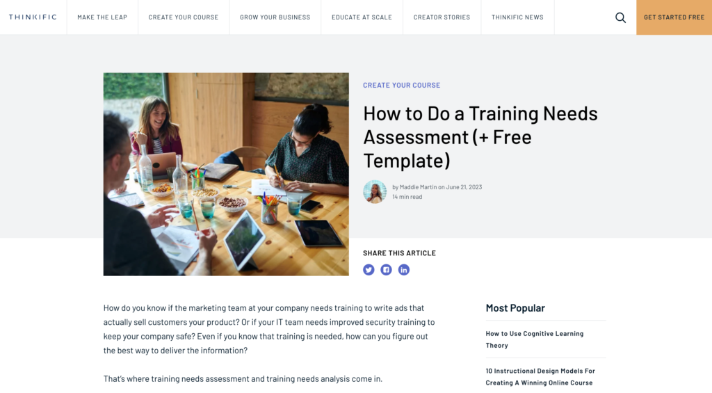 Training Needs Assessment guide with free template, crafted by a freelance SEO writer